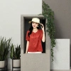 Red printed short-sleeved top for women, a fashionable and casual Chinese style top for the elderly in summer Item Picture
